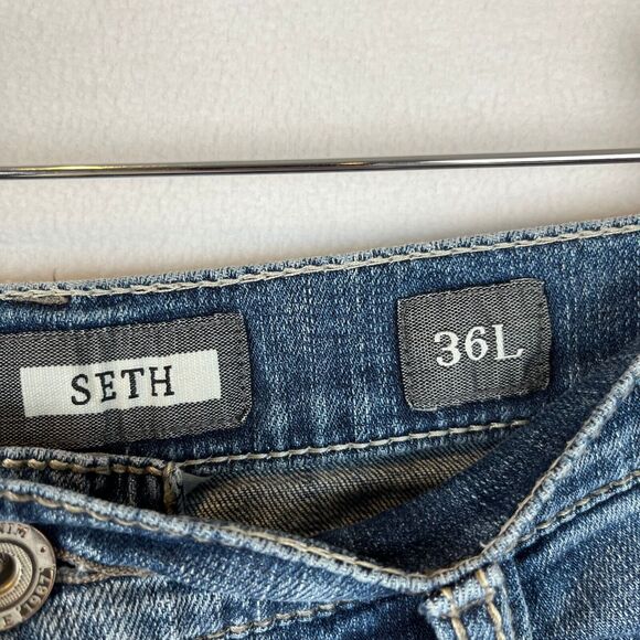 BKE Jeans Mens 34x33 Blue Seth Straight Mid Rise Medium Wash Denim 34L - Picture 3 of 13